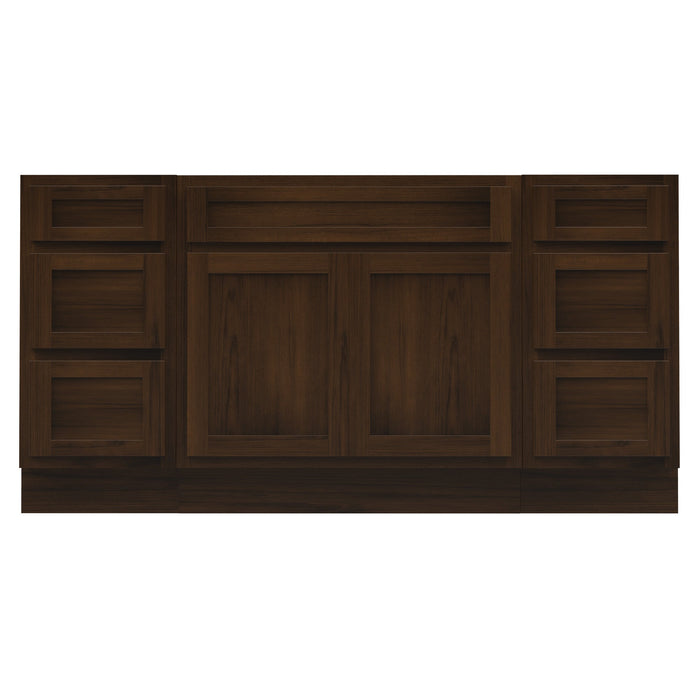 69" Oak Bathroom Vanity Cabinet without Top - 6 Drawers & 2 Doors - HomeBeyond