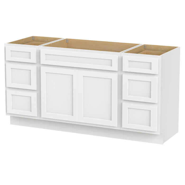 69" Oak Bathroom Vanity Cabinet without Top - 6 Drawers & 2 Doors - HomeBeyond