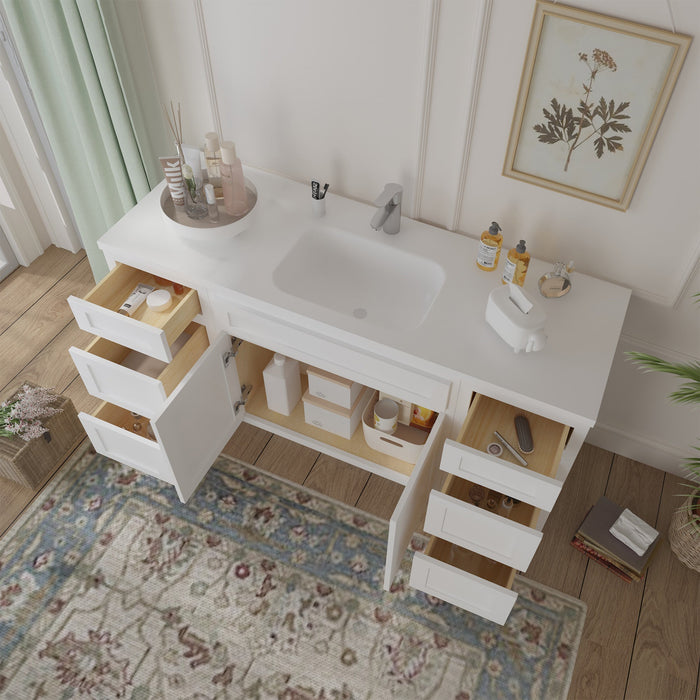 69" Oak Bathroom Vanity Cabinet without Top - 6 Drawers & 2 Doors - HomeBeyond