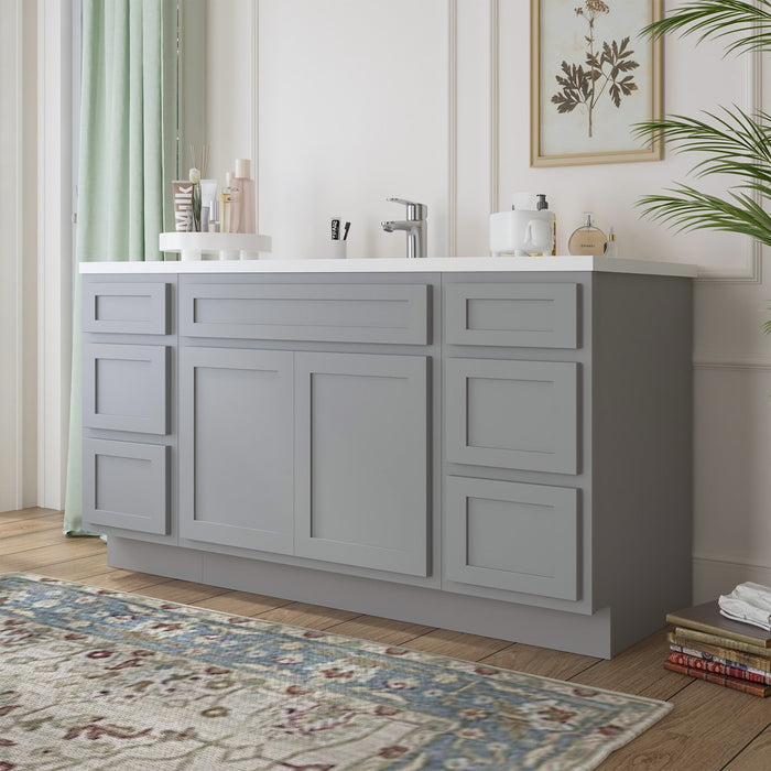 69" Oak Bathroom Vanity Cabinet without Top - 6 Drawers & 2 Doors - HomeBeyond