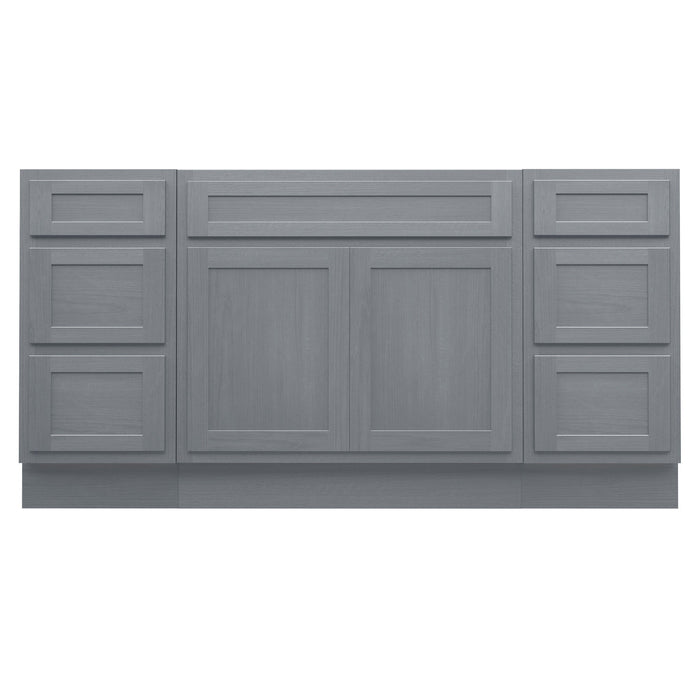 69" Oak Bathroom Vanity Cabinet without Top - 6 Drawers & 2 Doors - HomeBeyond