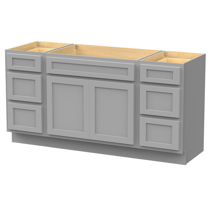 69" Oak Bathroom Vanity Cabinet without Top - 6 Drawers & 2 Doors - HomeBeyond