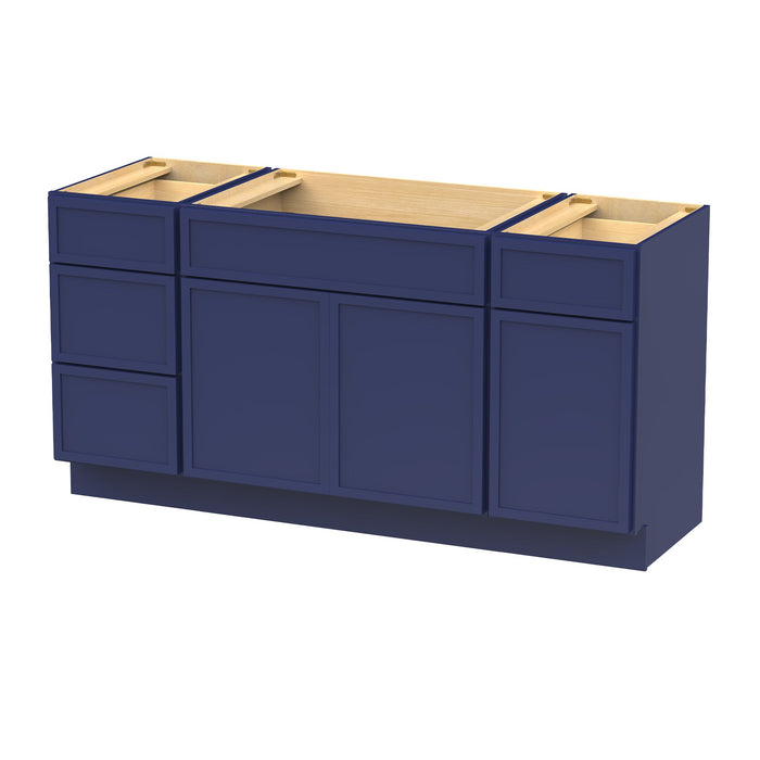 69" Plywood Bathroom Vanity Cabinet without Top - 4 Drawers & 3 Doors - HomeBeyond