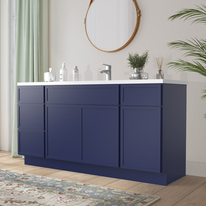 69" Plywood Bathroom Vanity Cabinet without Top - 4 Drawers & 3 Doors - HomeBeyond
