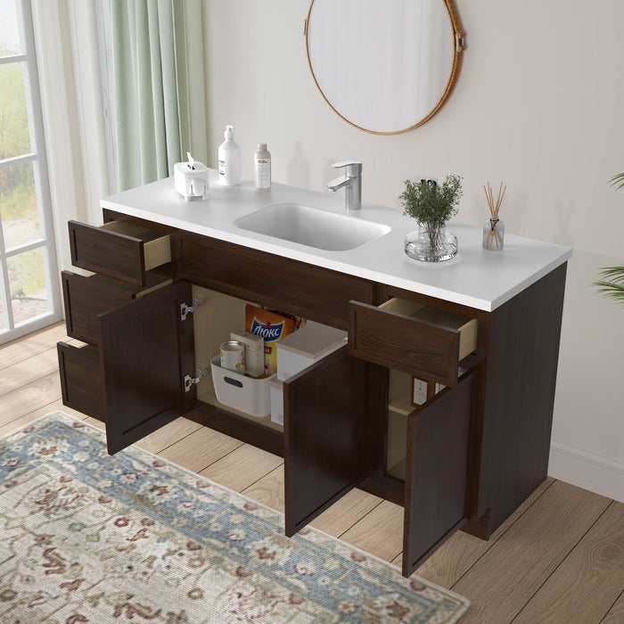 69" Plywood Bathroom Vanity Cabinet without Top - 4 Drawers & 3 Doors - HomeBeyond