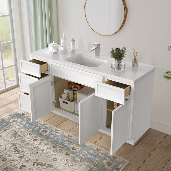 69" Plywood Bathroom Vanity Cabinet without Top - 4 Drawers & 3 Doors - HomeBeyond