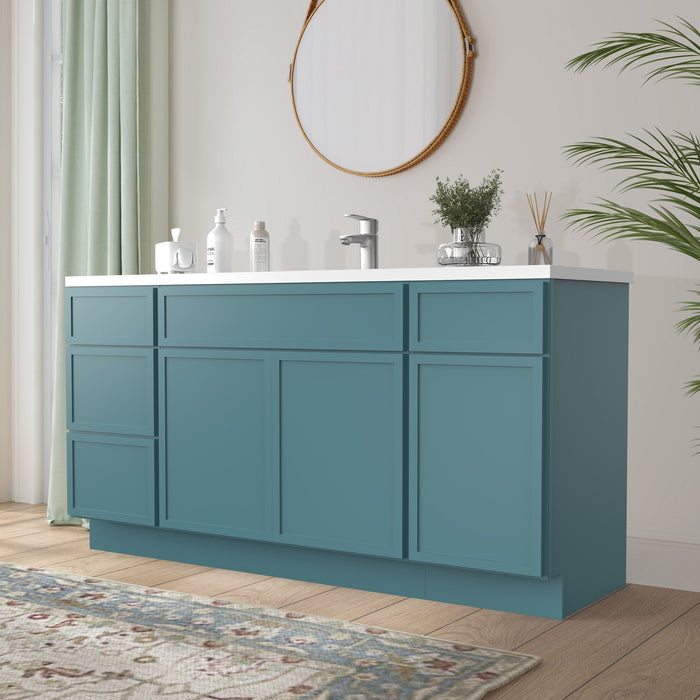 69" Plywood Bathroom Vanity Cabinet without Top - 4 Drawers & 3 Doors - HomeBeyond