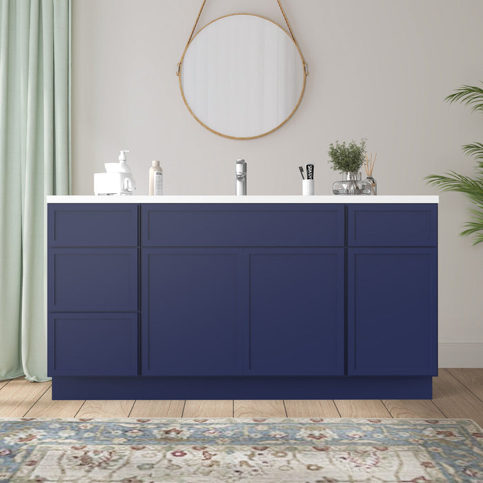 69" Plywood Bathroom Vanity Cabinet without Top - 4 Drawers & 3 Doors - HomeBeyond