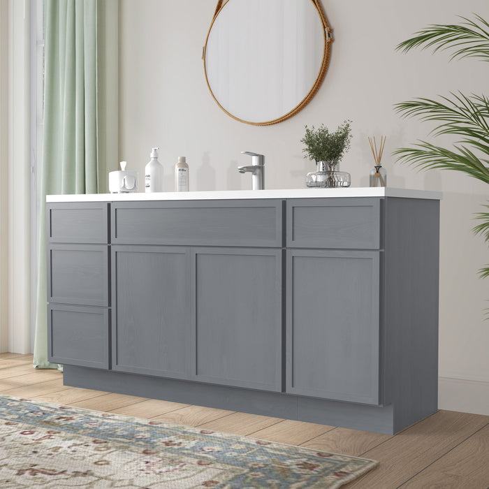 69" Plywood Bathroom Vanity Cabinet without Top - 4 Drawers & 3 Doors - HomeBeyond