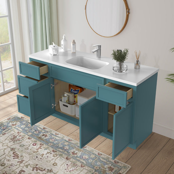 69" Plywood Bathroom Vanity Cabinet without Top - 4 Drawers & 3 Doors - HomeBeyond