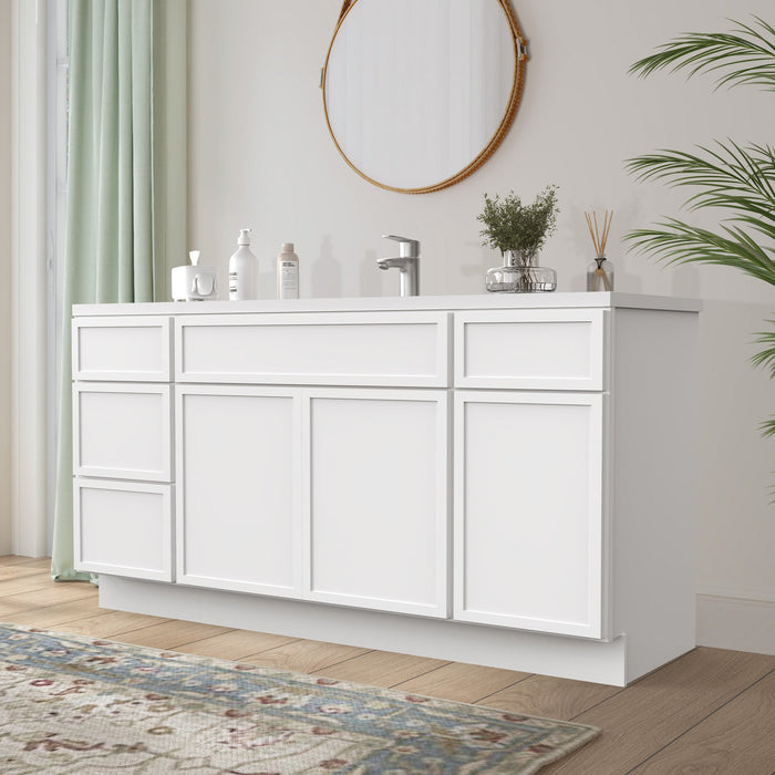 69" Plywood Bathroom Vanity Cabinet without Top - 4 Drawers & 3 Doors - HomeBeyond