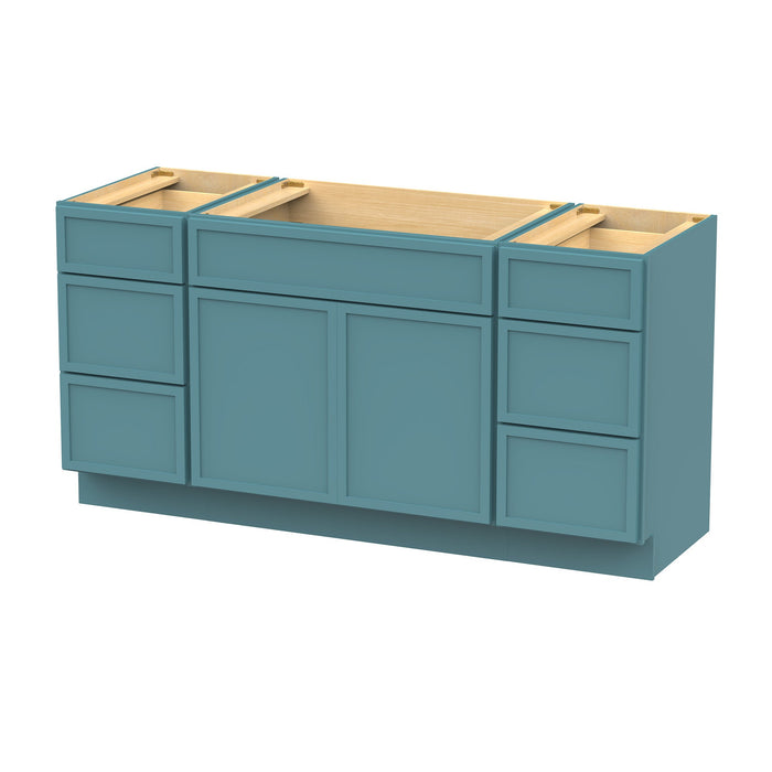 69" Plywood Bathroom Vanity Cabinet without Top - 6 Drawers & 2 Doors - HomeBeyond