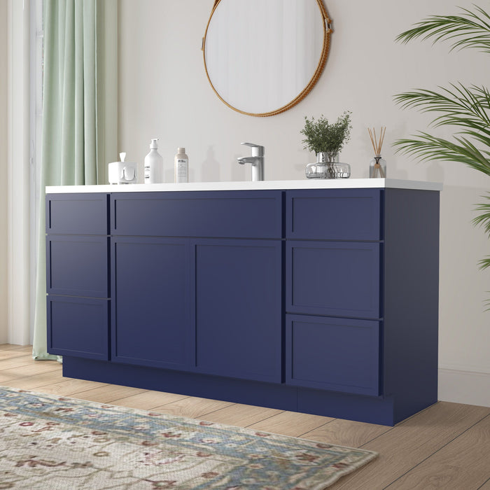 69" Plywood Bathroom Vanity Cabinet without Top - 6 Drawers & 2 Doors - HomeBeyond
