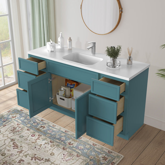 69" Plywood Bathroom Vanity Cabinet without Top - 6 Drawers & 2 Doors - HomeBeyond