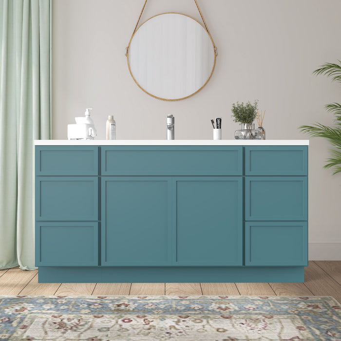 69" Plywood Bathroom Vanity Cabinet without Top - 6 Drawers & 2 Doors - HomeBeyond