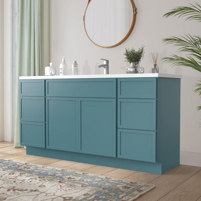 69" Plywood Bathroom Vanity Cabinet without Top - 6 Drawers & 2 Doors - HomeBeyond