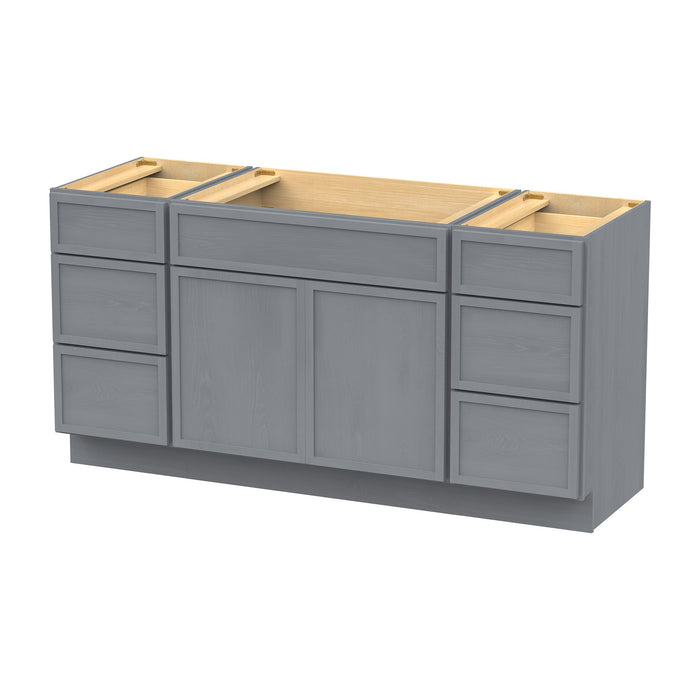 69" Plywood Bathroom Vanity Cabinet without Top - 6 Drawers & 2 Doors - HomeBeyond