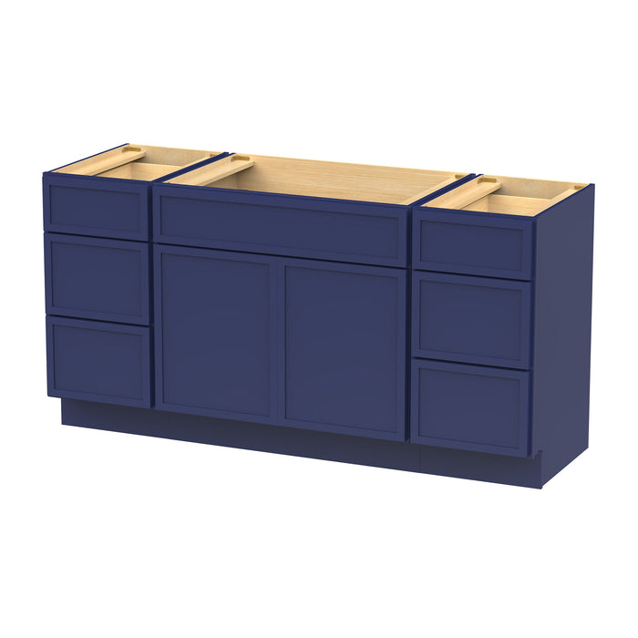 69" Plywood Bathroom Vanity Cabinet without Top - 6 Drawers & 2 Doors - HomeBeyond