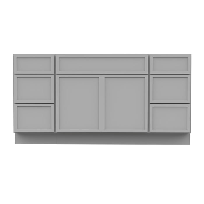69" Plywood Bathroom Vanity Cabinet without Top - 6 Drawers & 2 Doors - HomeBeyond