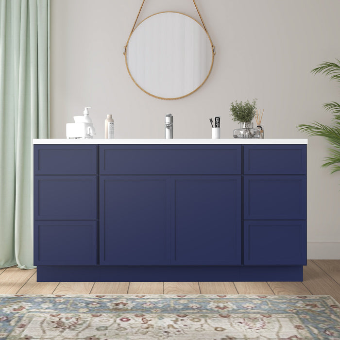 69" Plywood Bathroom Vanity Cabinet without Top - 6 Drawers & 2 Doors - HomeBeyond