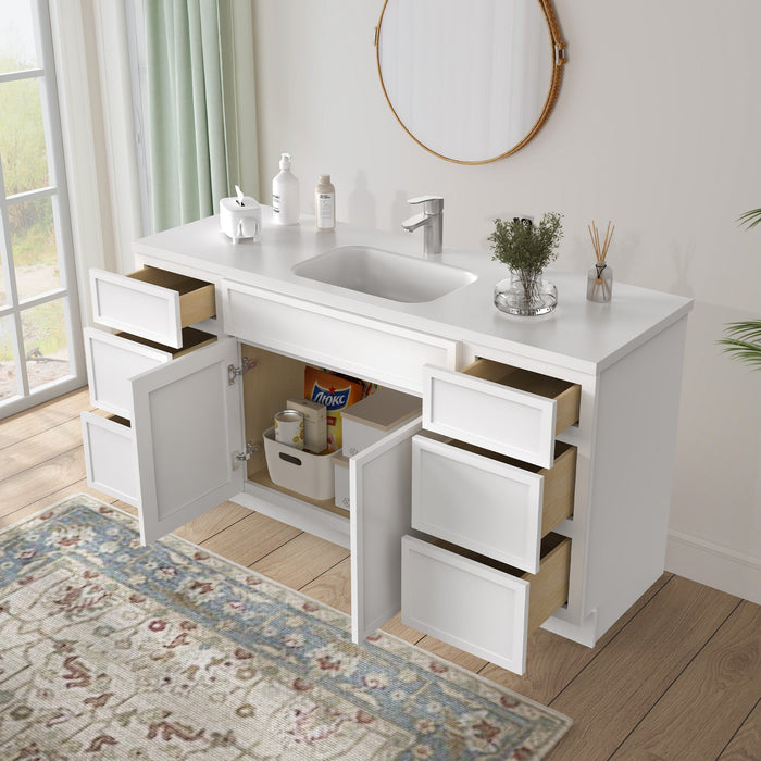 69" Plywood Bathroom Vanity Cabinet without Top - 6 Drawers & 2 Doors - HomeBeyond