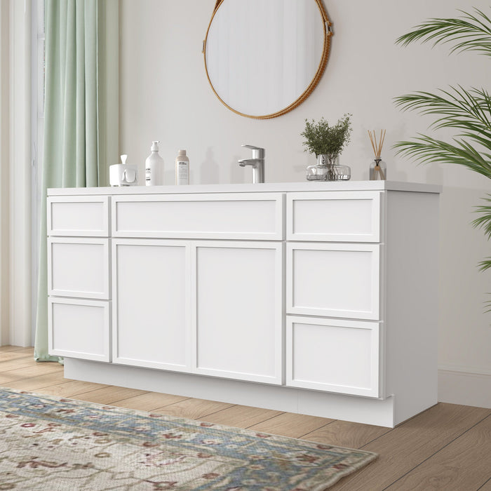 69" Plywood Bathroom Vanity Cabinet without Top - 6 Drawers & 2 Doors - HomeBeyond