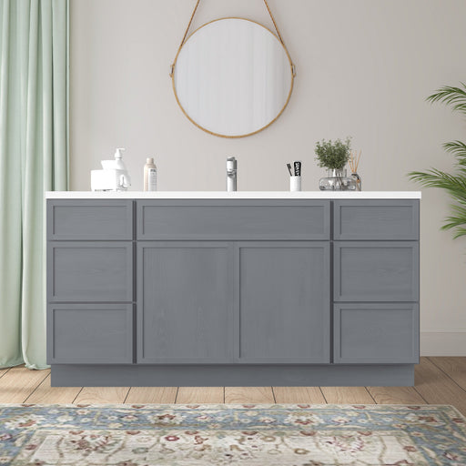 69" Plywood Bathroom Vanity Cabinet without Top - 6 Drawers & 2 Doors - HomeBeyond