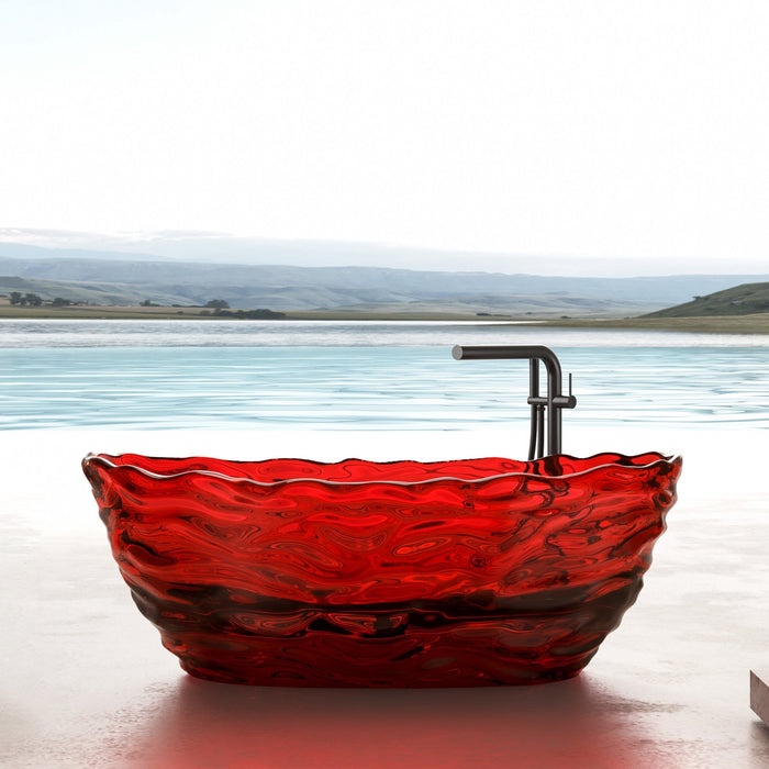 69” x 30” Oval Shaped Stone Resin Freestanding Bathtub, with Polished Chrome Pop Up Drain - HomeBeyond