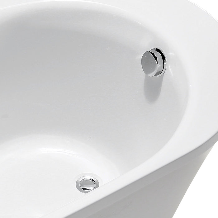 70" x 34" Modern Freestanding Acrylic Soaking Bathtub Glossy White Large Soaker Tub Chrome Drain VA6839 - HomeBeyond