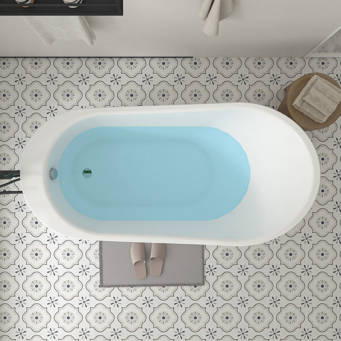 70" x 34" Modern Freestanding Acrylic Soaking Bathtub Glossy White Large Soaker Tub Chrome Drain VA6839 - HomeBeyond