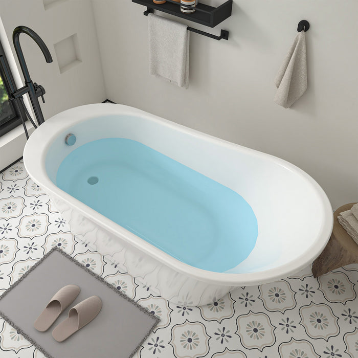 70" x 34" Modern Freestanding Acrylic Soaking Bathtub Glossy White Large Soaker Tub Chrome Drain VA6839 - HomeBeyond