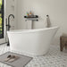 70" x 34" Modern Freestanding Acrylic Soaking Bathtub Glossy White Large Soaker Tub Chrome Drain VA6839 - HomeBeyond