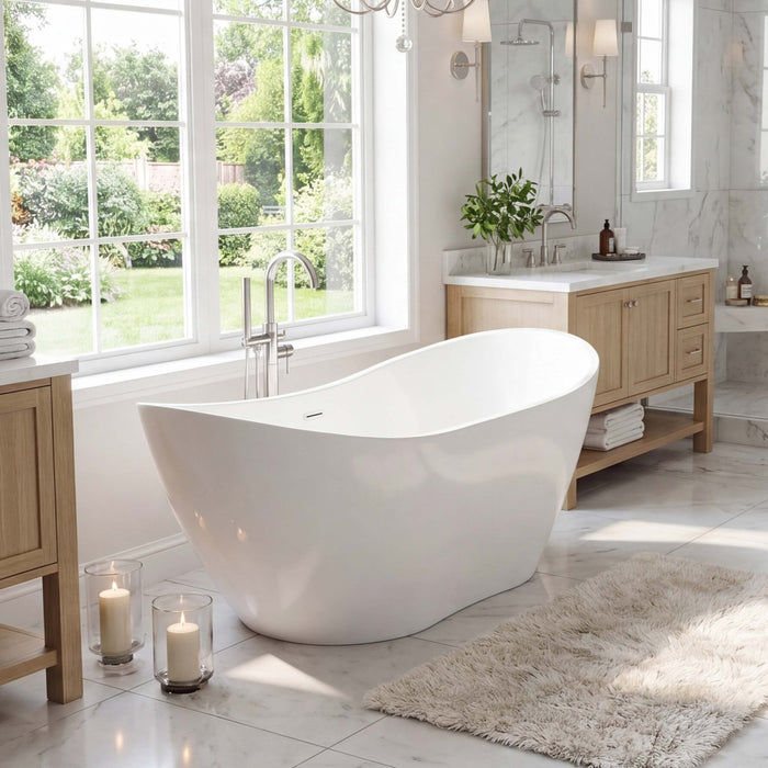 71" or 59" Freestanding Soaking Bathtub - HomeBeyond