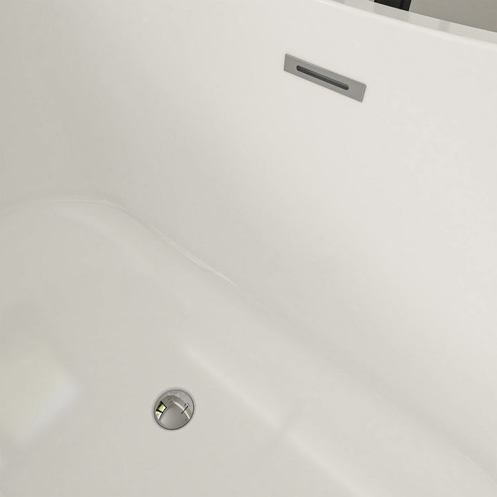 71" x 29" Modern Freestanding Acrylic Soaking Bathtub White Ergonomic Deep Soaker Tub Chrome Drain VA6903 - HomeBeyond