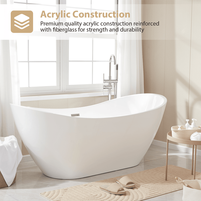 71" x 32” Freestanding Soaking Bathtub - HomeBeyond