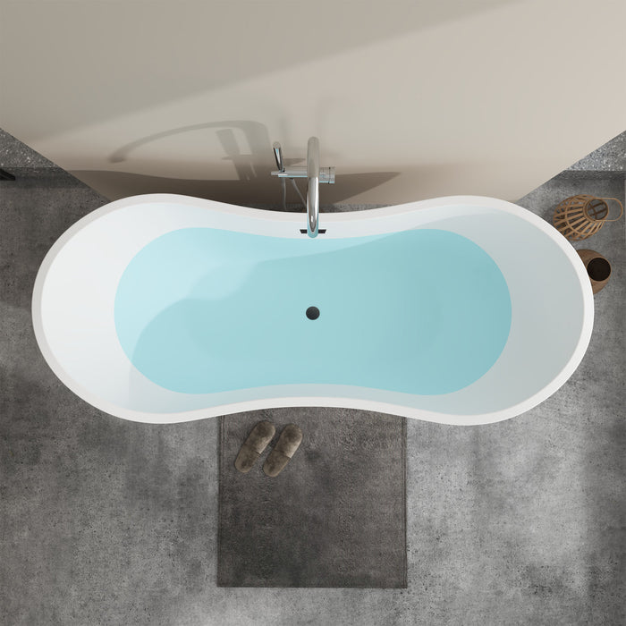 71" x 32" Modern Acrylic Oval Double Slipper Freestanding Soaking Bathtub - VA6517 - HomeBeyond