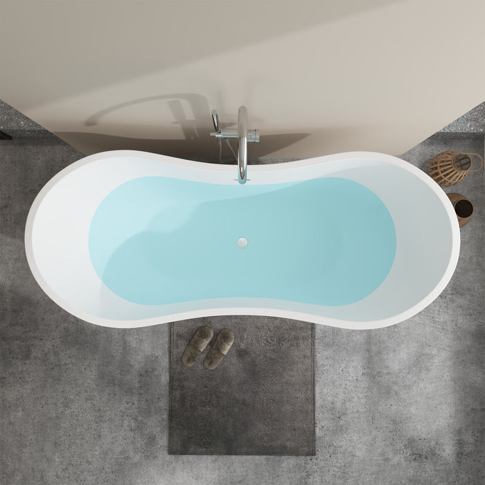 71" x 32" Modern Acrylic Oval Double Slipper Freestanding Soaking Bathtub - VA6517 - HomeBeyond