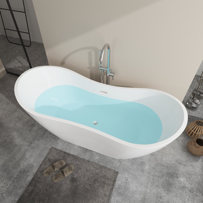 71" x 32" Modern Acrylic Oval Double Slipper Freestanding Soaking Bathtub - VA6517 - HomeBeyond