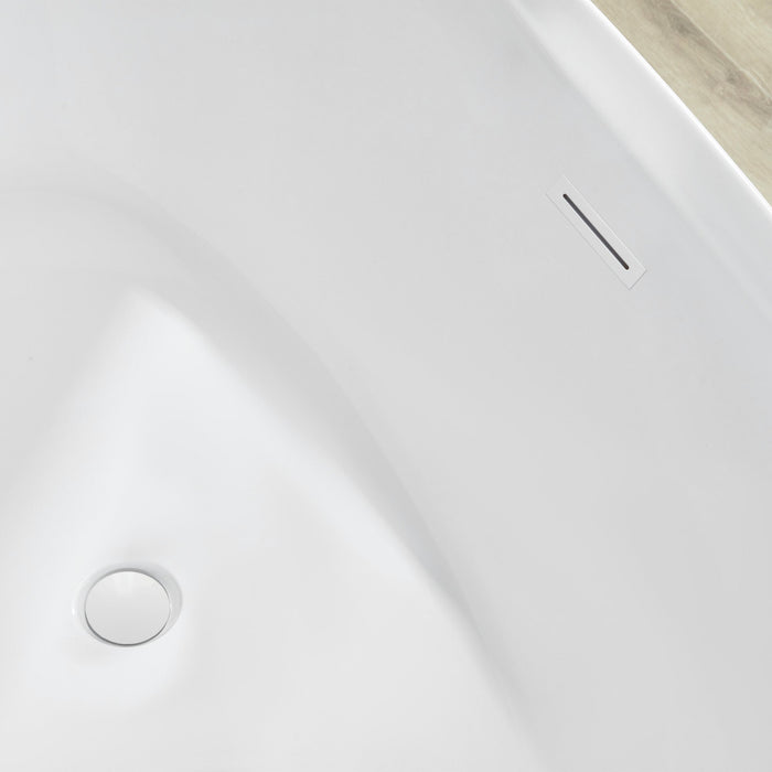 71" x 33" Modern Oval Freestanding Acrylic Soaking Bathtub White Large Soaker Tub Center Drain UPC Certified VA6807 - HomeBeyond