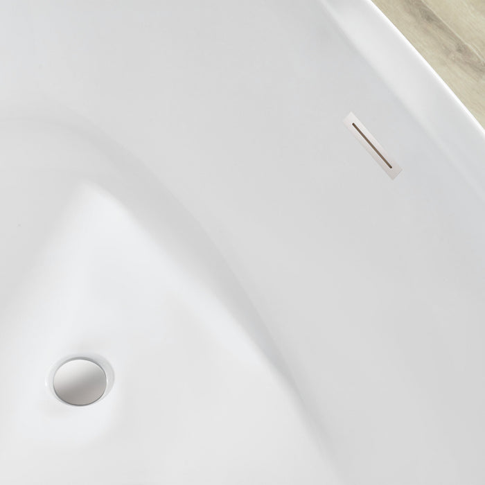 71" x 33" Modern Oval Freestanding Acrylic Soaking Bathtub White Large Soaker Tub Center Drain UPC Certified VA6807 - HomeBeyond