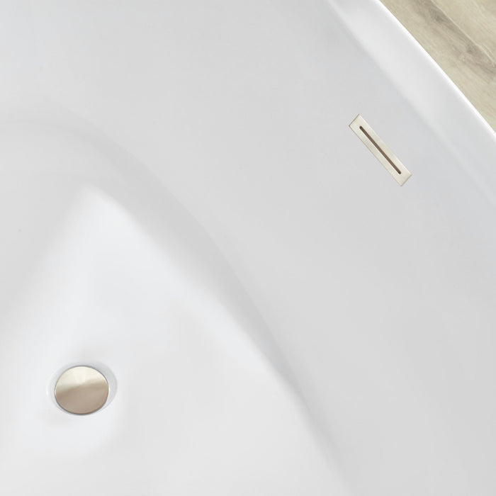 71" x 33" Modern Oval Freestanding Acrylic Soaking Bathtub White Large Soaker Tub Center Drain UPC Certified VA6807 - HomeBeyond