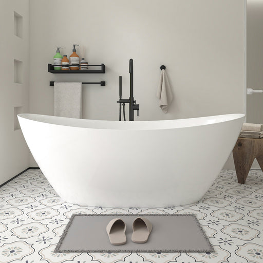 71" x 33" Modern Oval Freestanding Acrylic Soaking Bathtub White Large Soaker Tub Center Drain UPC Certified VA6807 - HomeBeyond