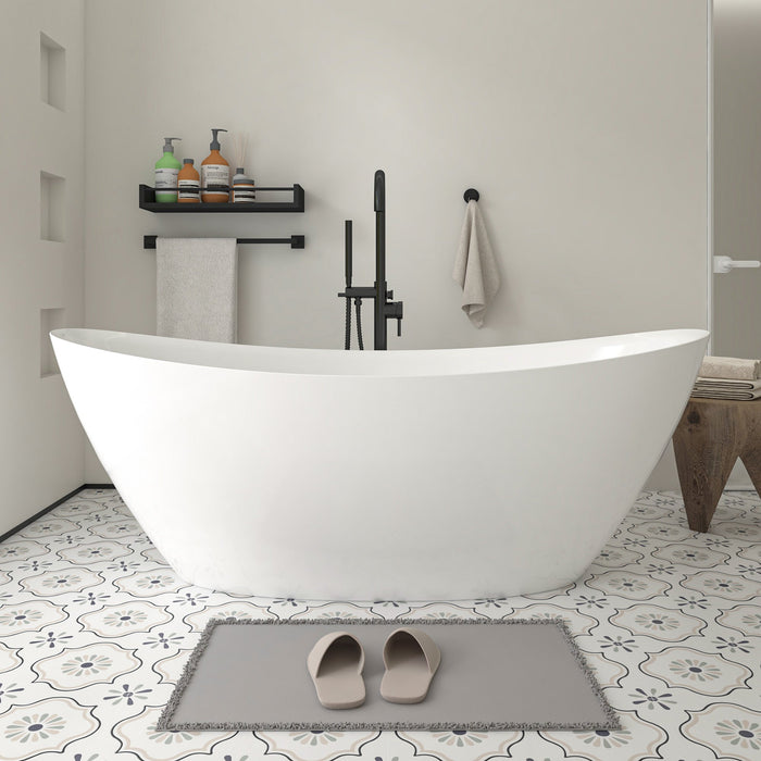 71" x 33" Modern Oval Freestanding Acrylic Soaking Bathtub White Large Soaker Tub Center Drain UPC Certified VA6807 - HomeBeyond