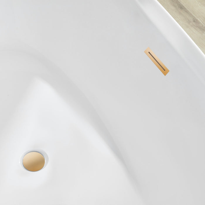 71" x 33" Modern Oval Freestanding Acrylic Soaking Bathtub White Large Soaker Tub Center Drain UPC Certified VA6807 - HomeBeyond