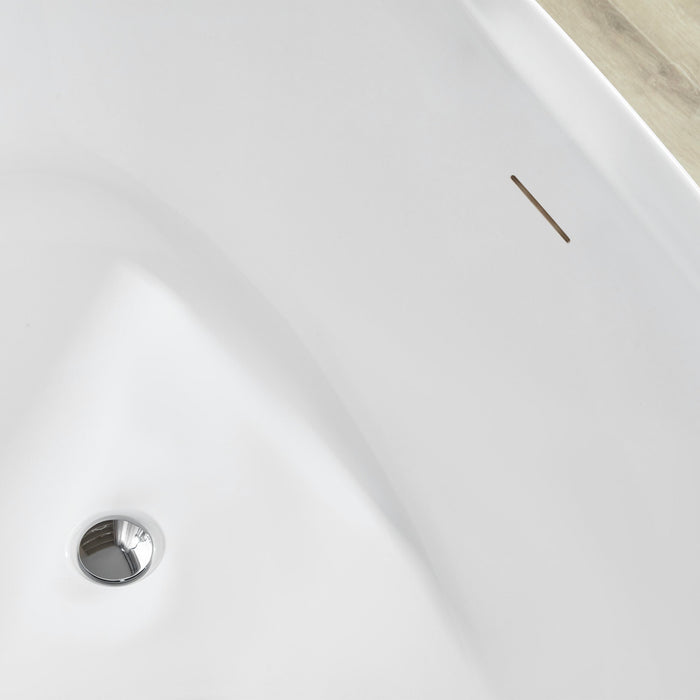 71" x 33" Modern Oval Freestanding Acrylic Soaking Bathtub White Large Soaker Tub Center Drain UPC Certified VA6807 - HomeBeyond