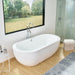 71” x 34“ Freestanding White Acrylic Bathtub Modern Stand Alone Soaking Tub - HomeBeyond