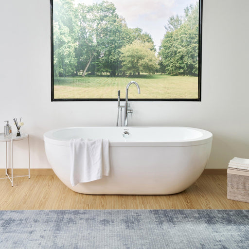 71” x 34“ Freestanding White Acrylic Bathtub Modern Stand Alone Soaking Tub-VA6837 - HomeBeyond