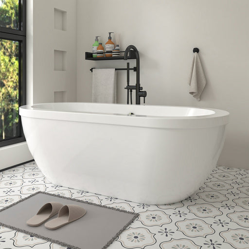 71" x 34" Modern Freestanding Acrylic Soaking Bathtub White Large Soaker Tub Chrome Drain UPC Certified VA6837 - HomeBeyond