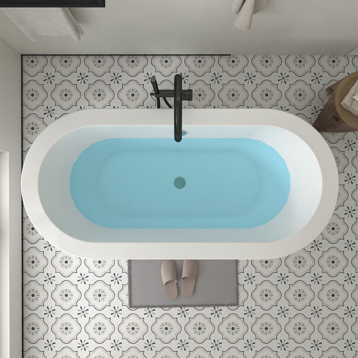 71" x 34" Modern Freestanding Acrylic Soaking Bathtub White Large Soaker Tub Chrome Drain UPC Certified VA6837 - HomeBeyond