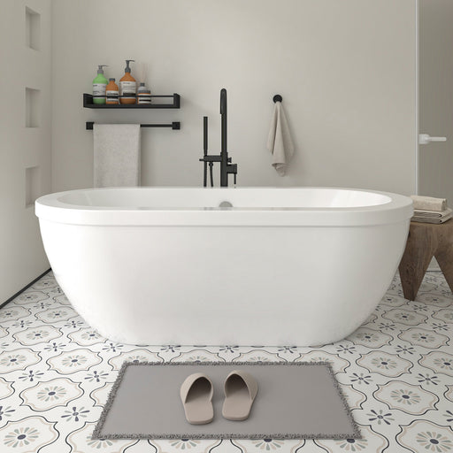 71" x 34" Modern Freestanding Acrylic Soaking Bathtub White Large Soaker Tub Chrome Drain UPC Certified VA6837 - HomeBeyond